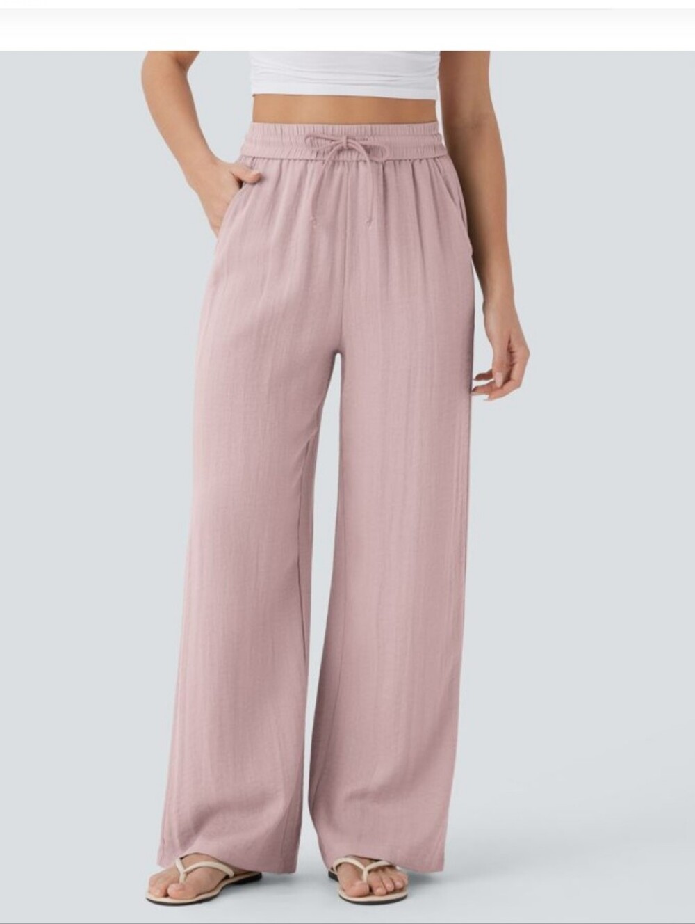 Wide-Leg Pull-On Pants in Mauve Glow